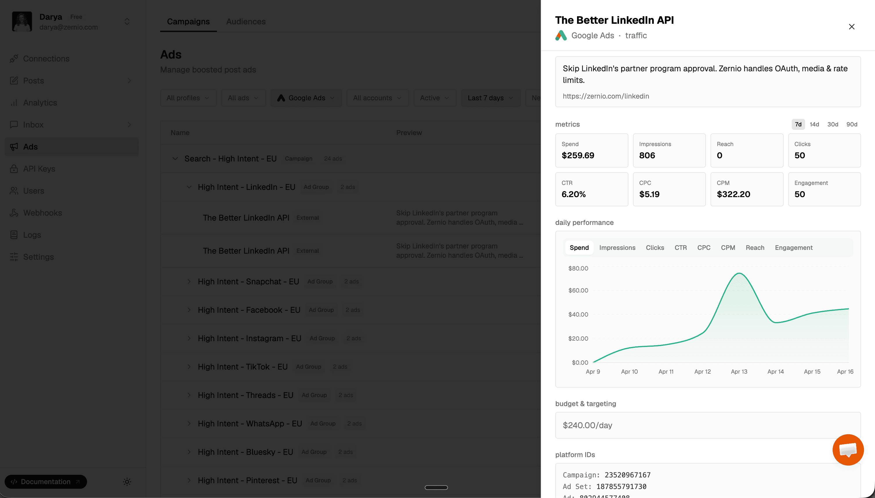 google ads api campaign performance report