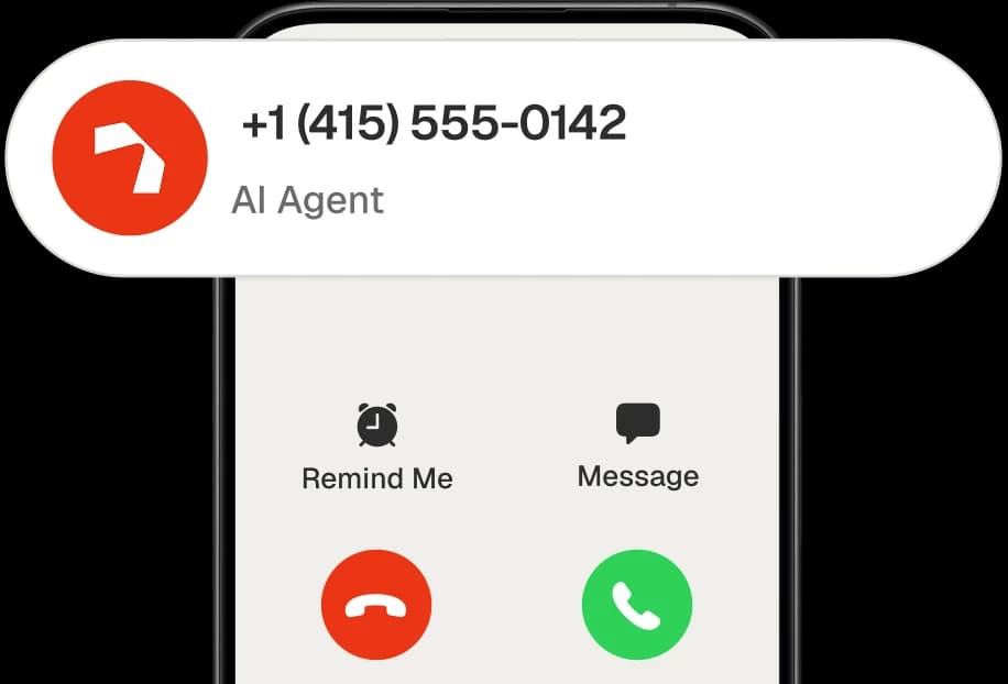 An incoming call from an AI agent on a phone