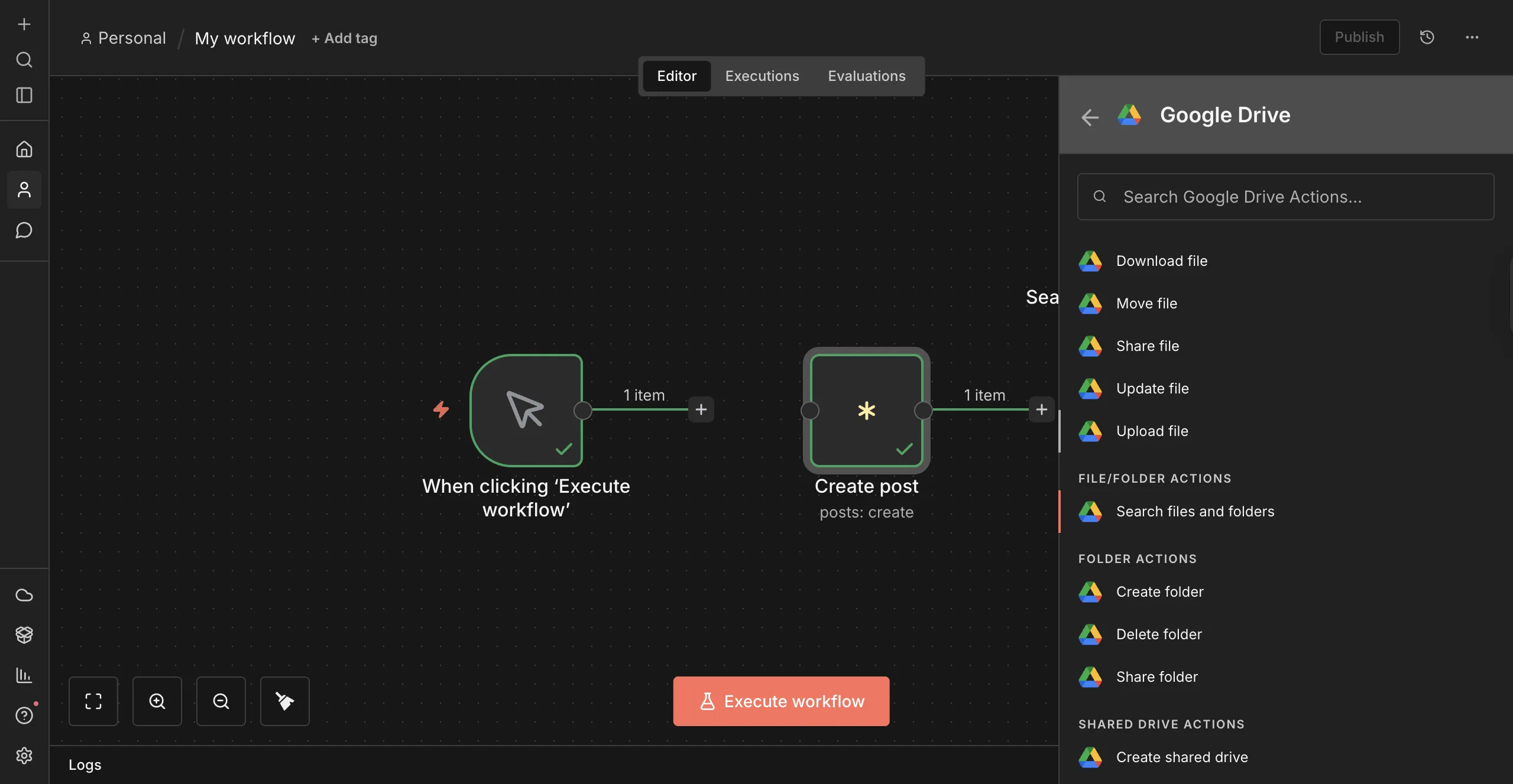 Add Google Drive node in n8n
