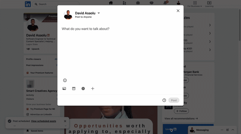 Find Scheduled Posts on LinkedIn