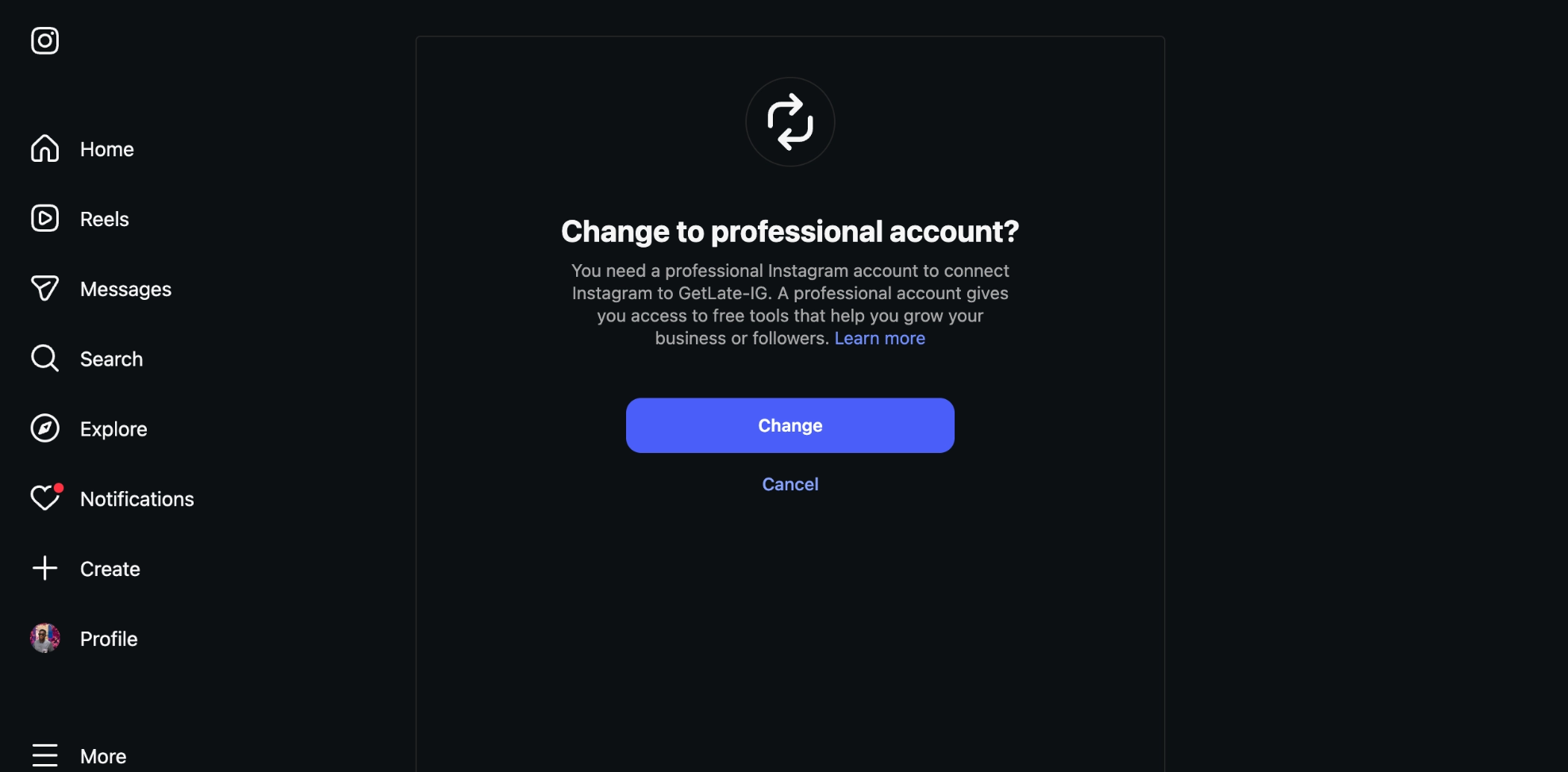 Switch to professional account