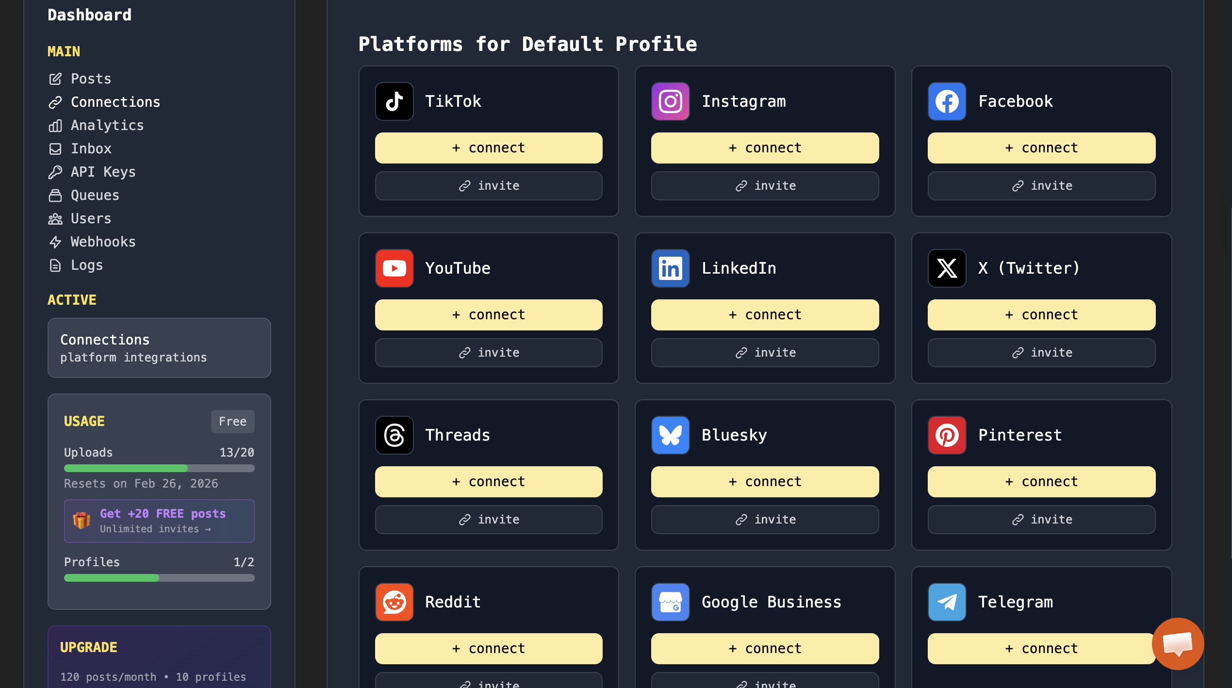 Zernio dashboard for creating social media posts