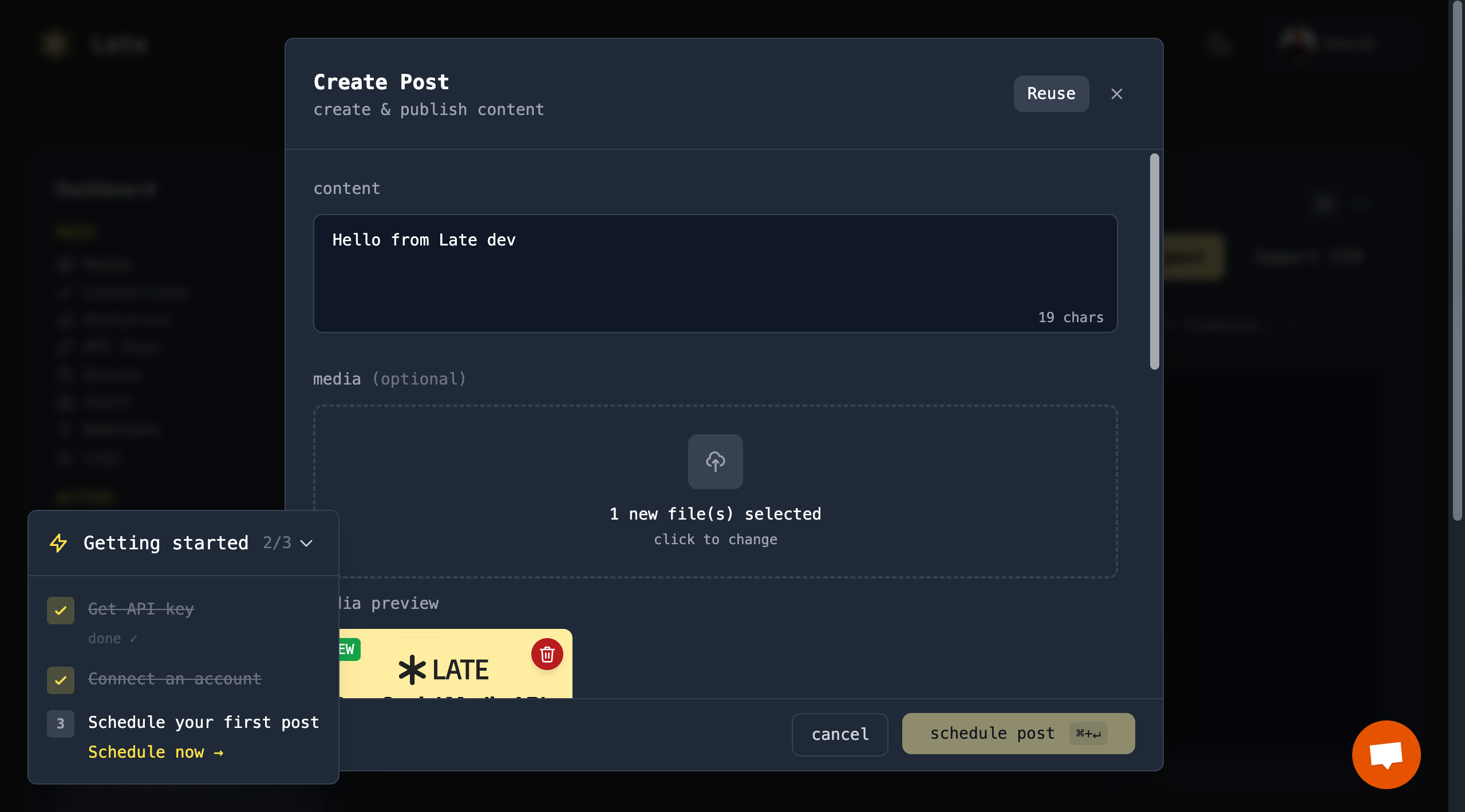Attach media files to posts in Zernio