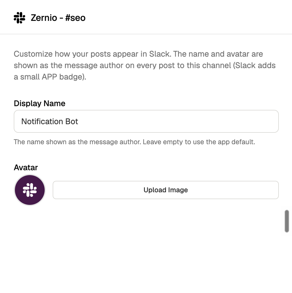 change slack bot name in a channel