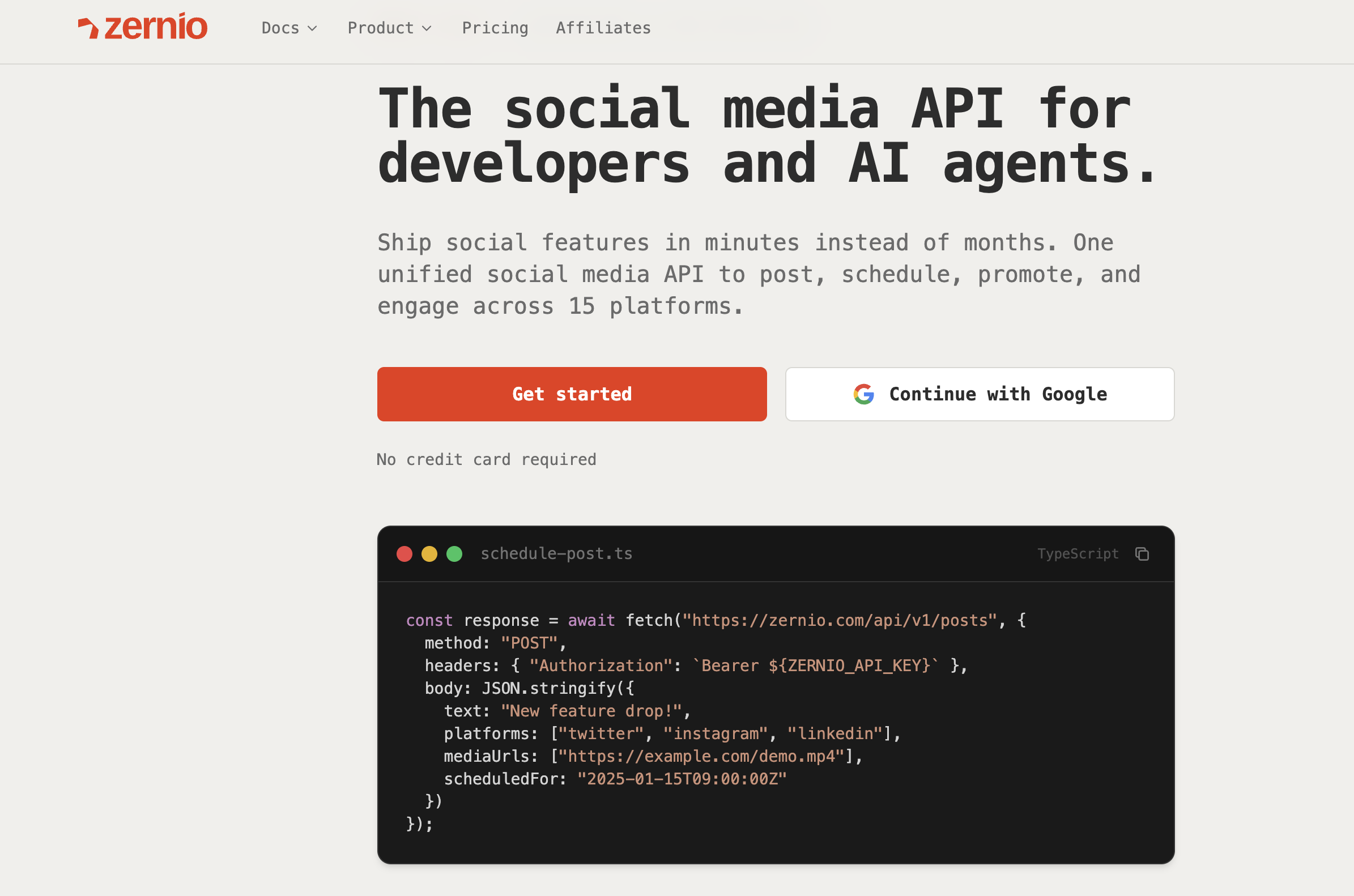 Zernio social media management API