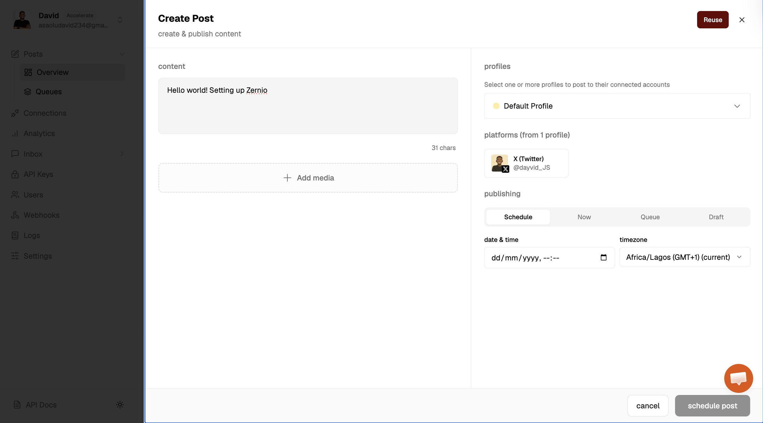Create and schedule posts