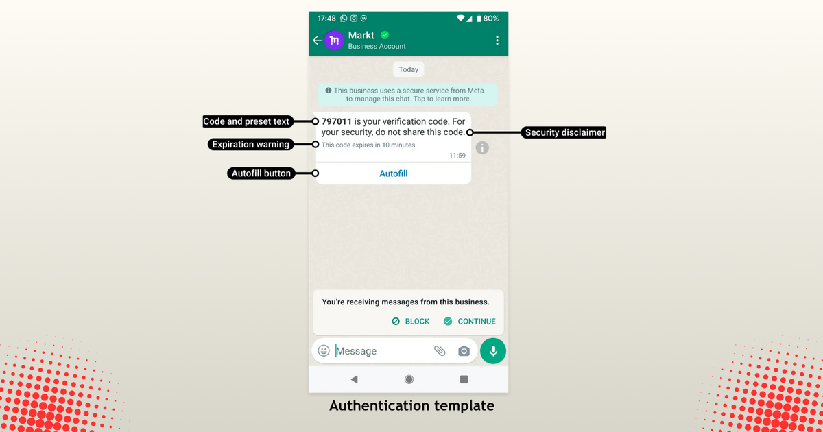 WhatsApp authentication template