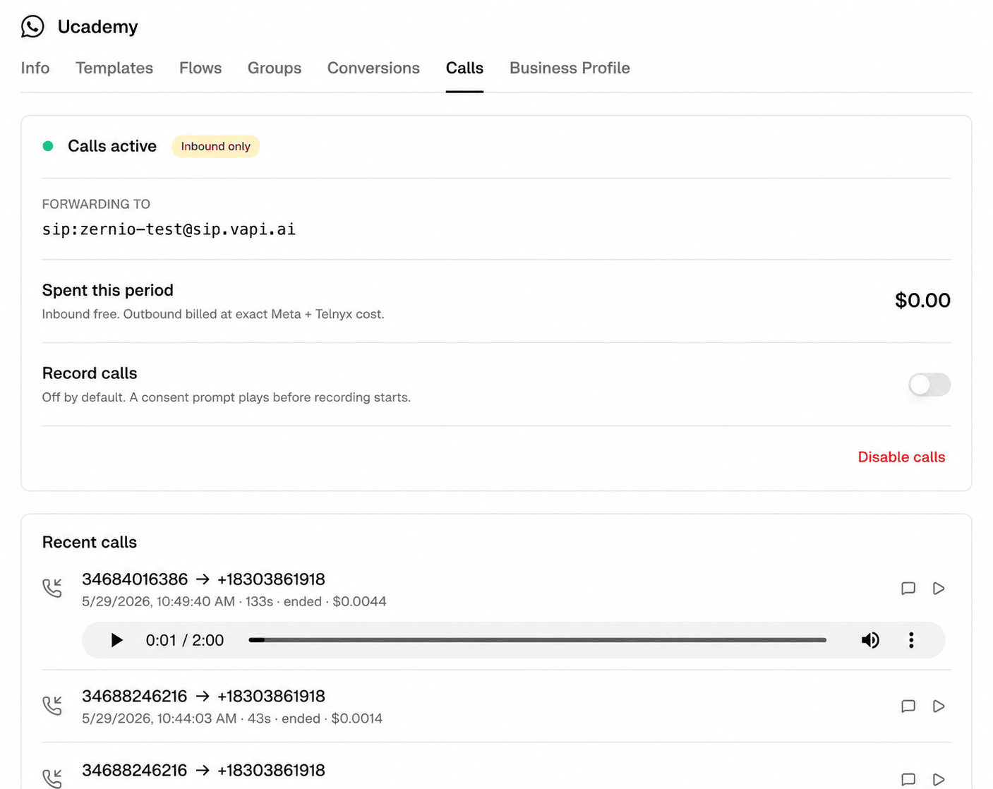 WhatsApp Call API