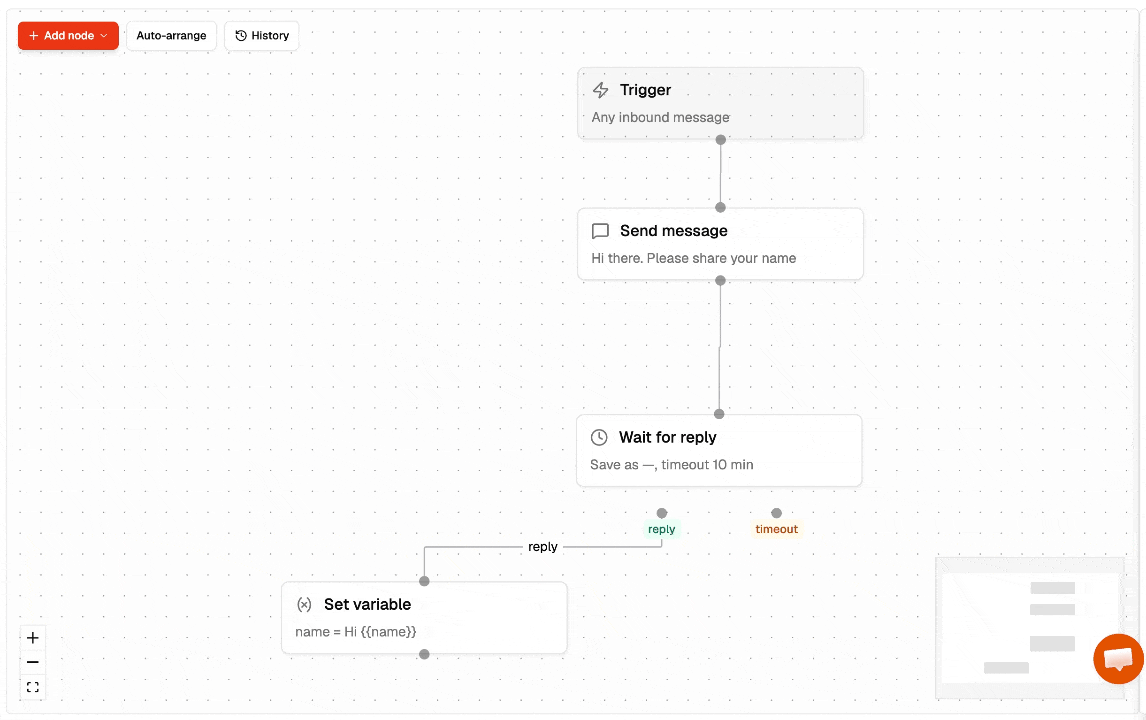 drag and drop whatsapp workflow builder